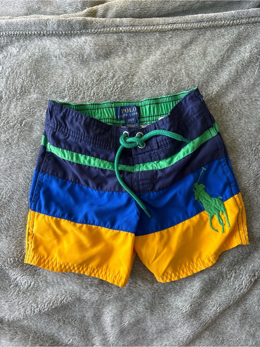 Polo by Ralph Lauren Green & Navy Colorblock Kids Shorts